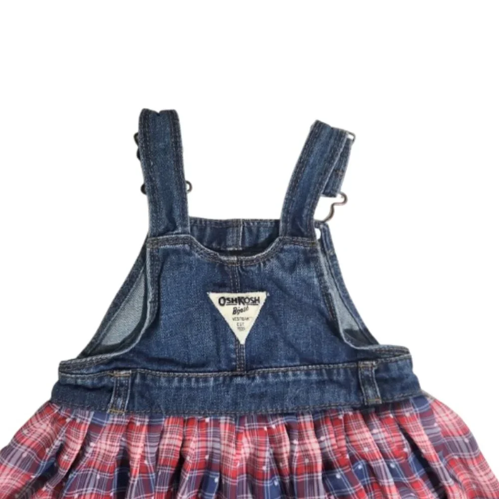 OSHKOSH B'GOSH Denim Blue Jean Bib Overall Dress - Infant Girl's 12 Months